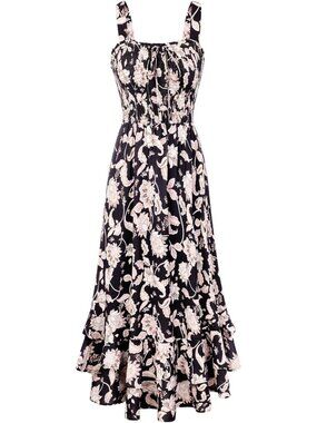 Women's Maxi Dress Blue Square Neck Sleeveless A LINE Summer Comfort Soft